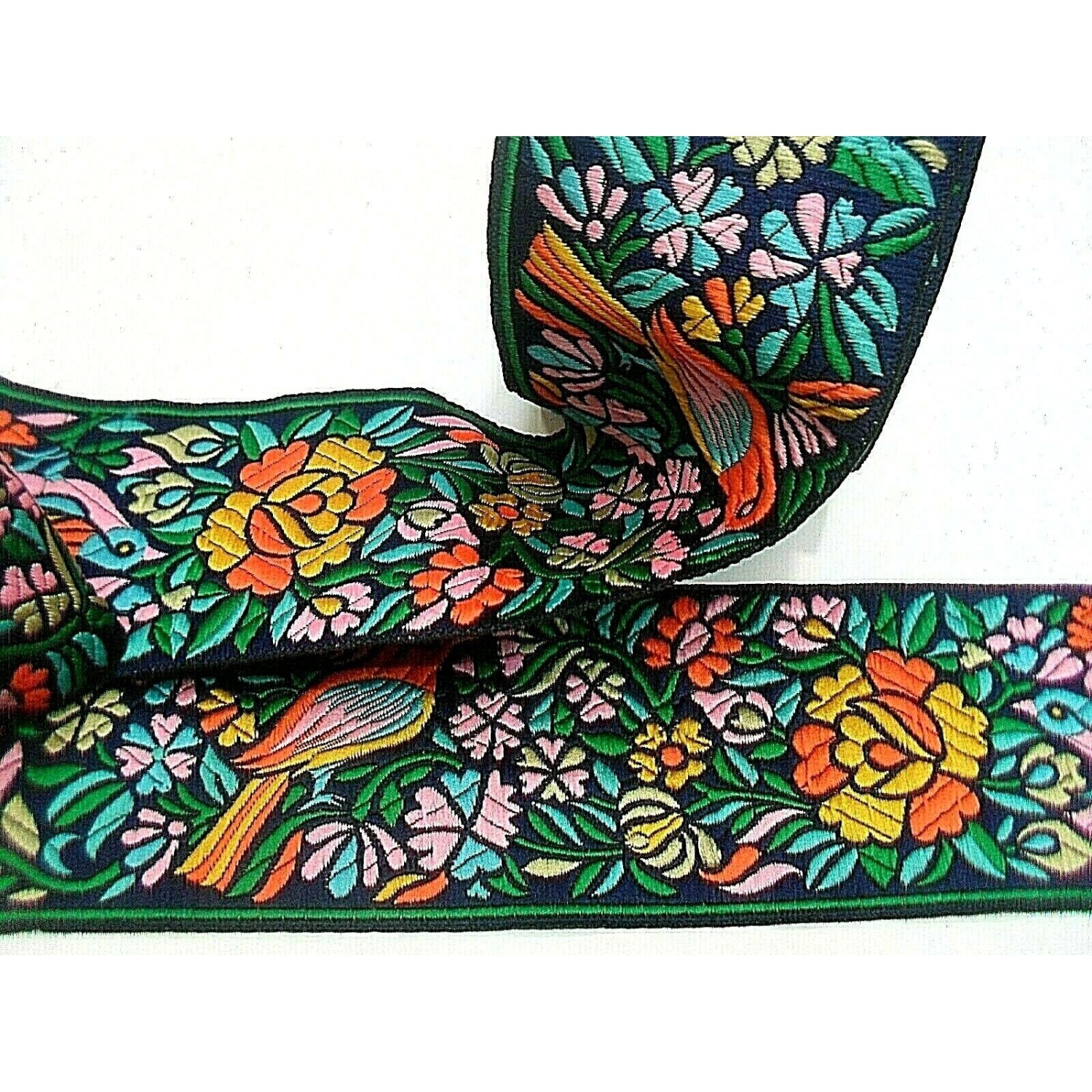 1 Metro passamaneria gallone ricamato h. 7,5 cm per decorazioni varie borse e coffe