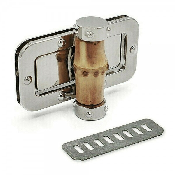 Chiusura a giro in metallo e bamboo per rifiniture borse e accessori circa 61x33,5 mm