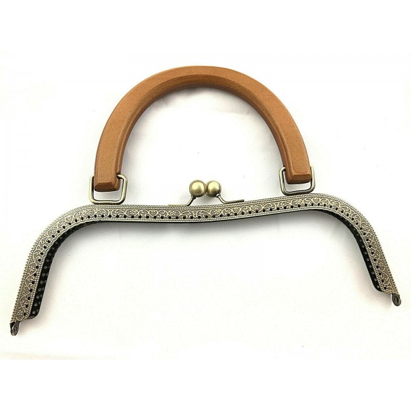 Chiusura click clack fashion grande con manico legno per borse cm 26