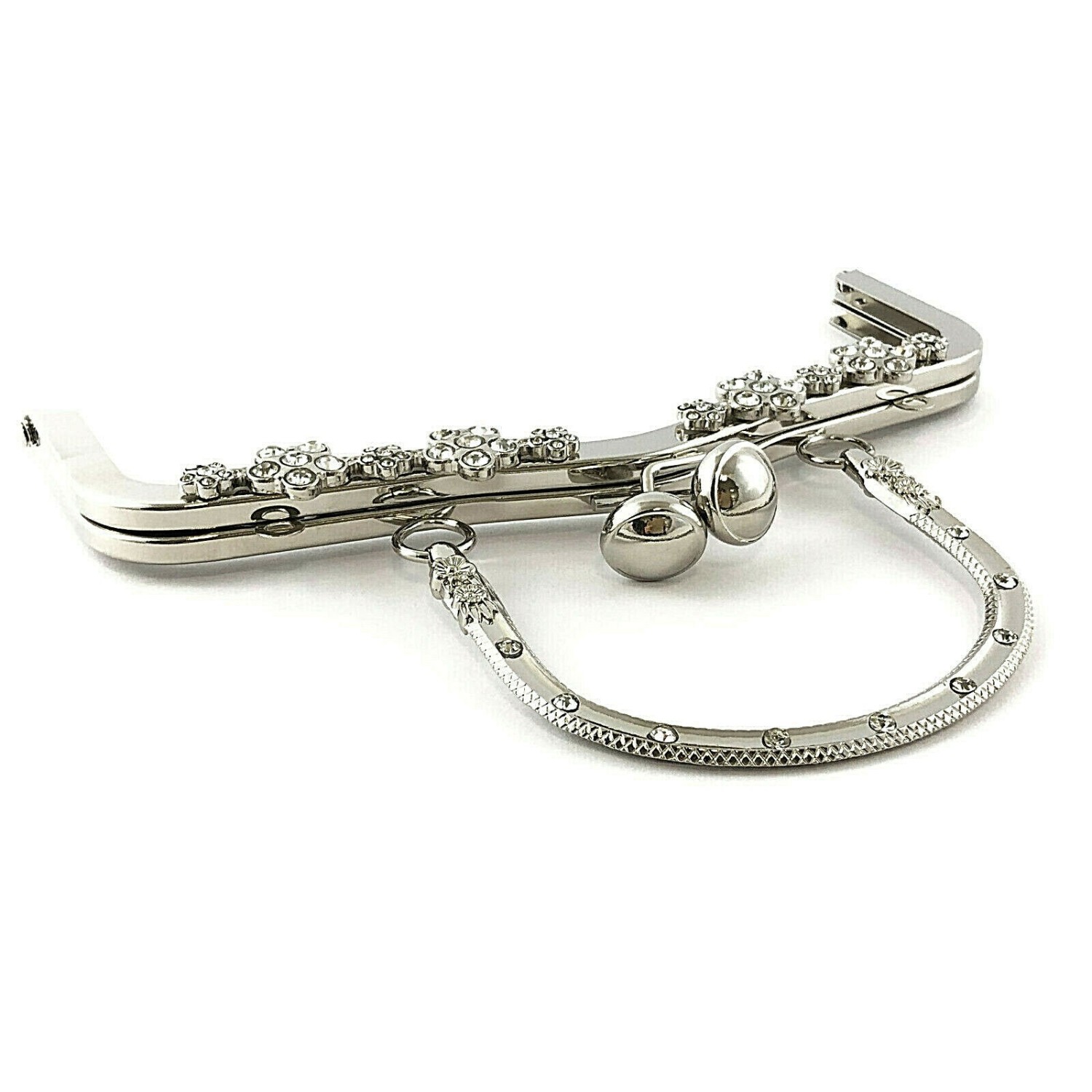 Chiusura Click Clack strass con manico lavorato per borse cm 20 x 7,5