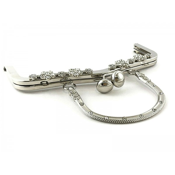 Chiusura Click Clack strass con manico lavorato per borse cm 20 x 7,5