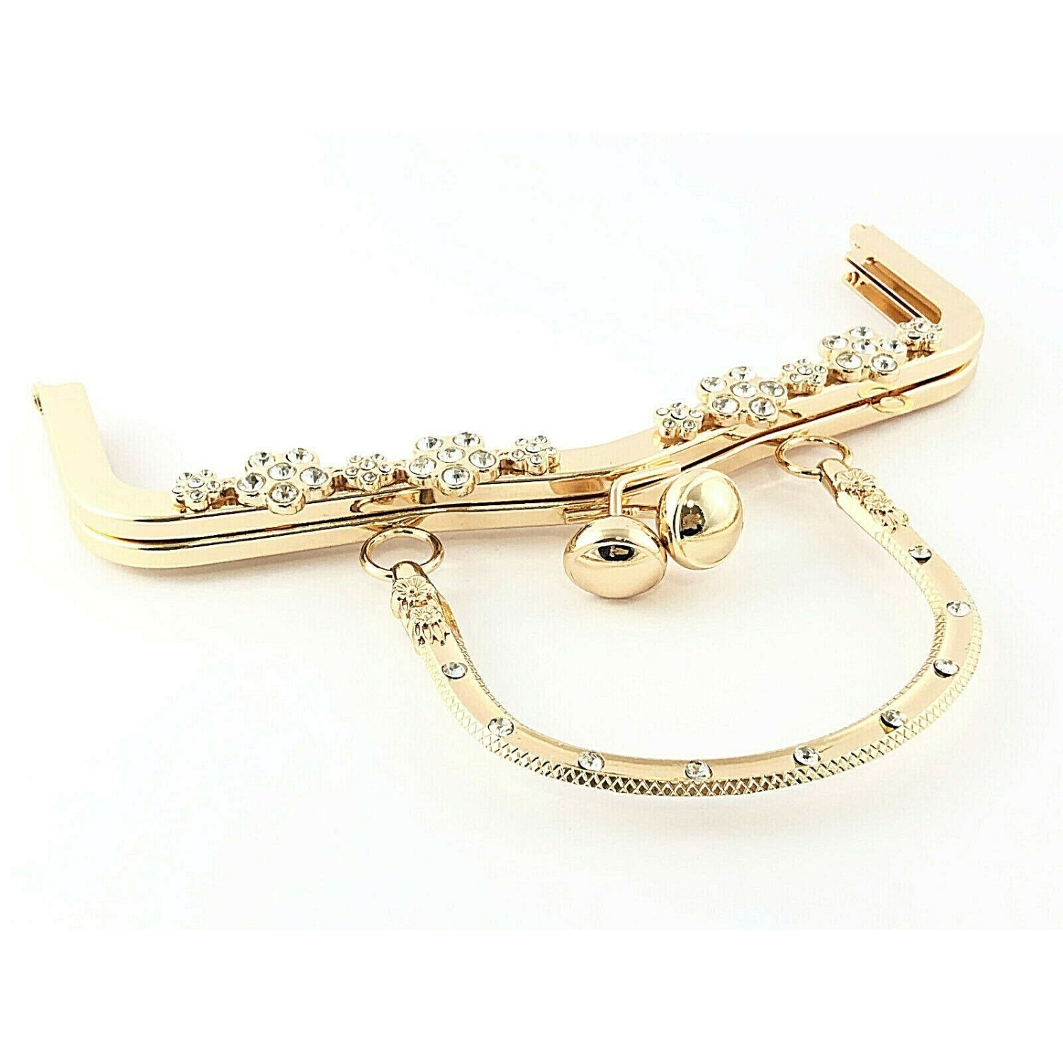 Chiusura Click Clack strass con manico lavorato per borse cm 20 x 7,5