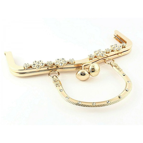 Chiusura Click Clack strass con manico lavorato per borse cm 20 x 7,5
