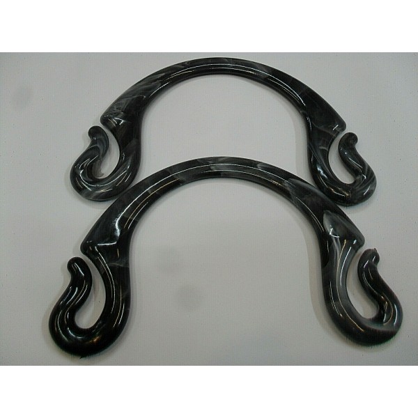 Coppia di manici per borsa a mezzaluna asola effetto marmorizzato vari colori