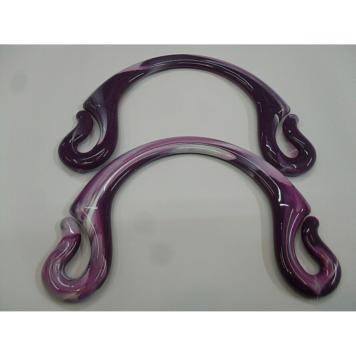 Coppia di manici per borsa a mezzaluna asola effetto marmorizzato vari colori