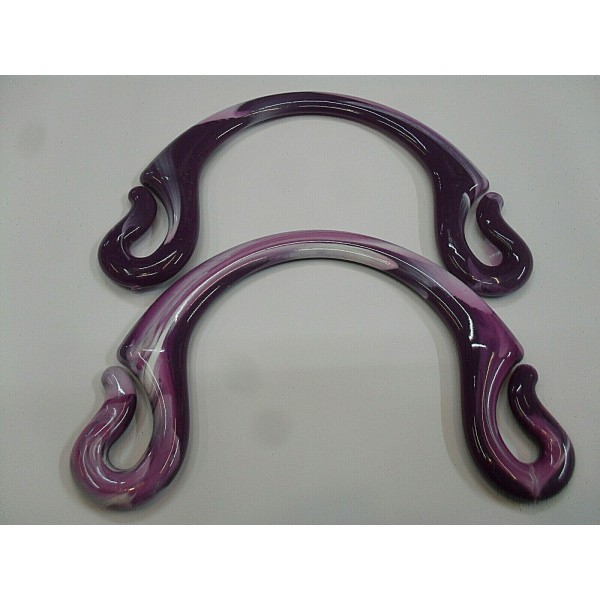 Coppia di manici per borsa a mezzaluna asola effetto marmorizzato vari colori