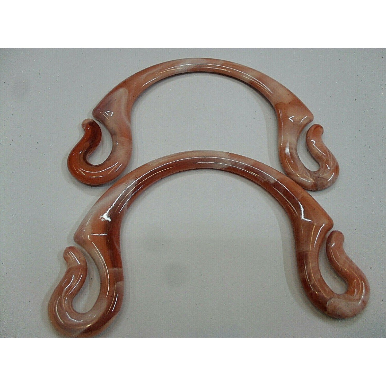 Coppia di manici per borsa a mezzaluna asola effetto marmorizzato vari colori