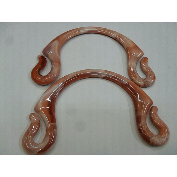 Coppia di manici per borsa a mezzaluna asola effetto marmorizzato vari colori