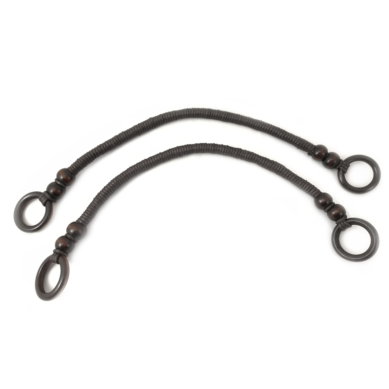 Coppia di manici per borsa in legno e corda misura 46 cm.