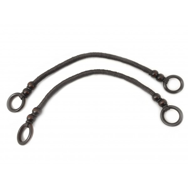 Coppia di manici per borsa in legno e corda misura 46 cm.