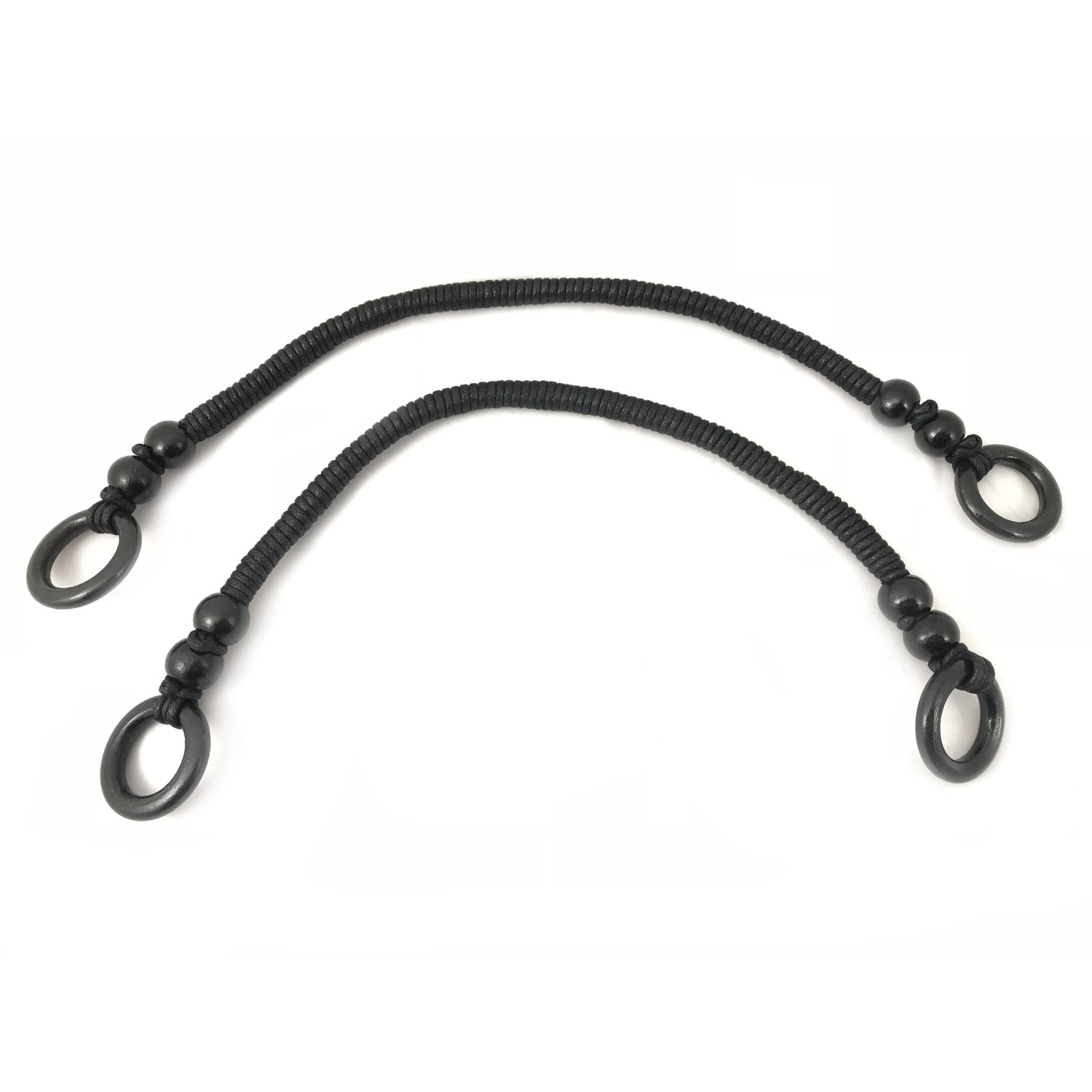 Coppia di manici per borsa in legno e corda misura 46 cm.