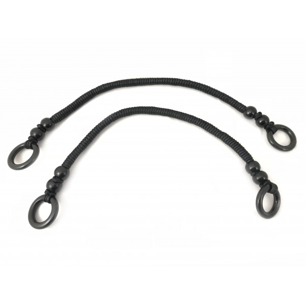 Coppia di manici per borsa in legno e corda misura 46 cm.