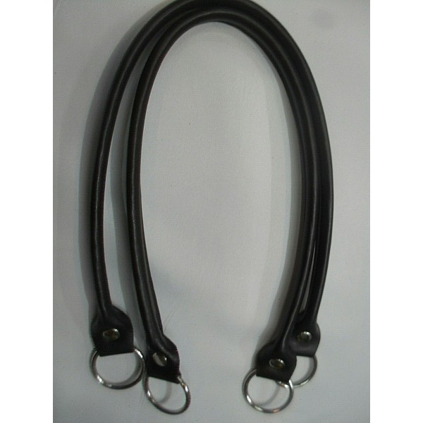 COPPIA MANICI TUBOLARI ECOPELLE CON ANELLI LUNGHEZZA 64 CM. X BORSA VARI COLORI