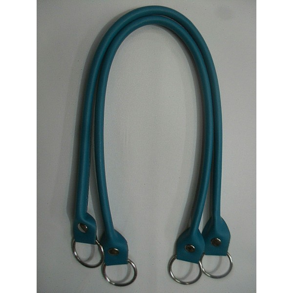 COPPIA MANICI TUBOLARI ECOPELLE CON ANELLI LUNGHEZZA 64 CM. X BORSA VARI COLORI