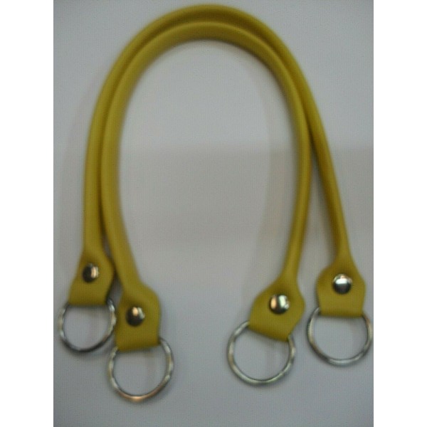 COPPIA MANICI TUBOLARI ECOPELLE CON ANELLI LUNGHEZZA 64 CM. X BORSA VARI COLORI