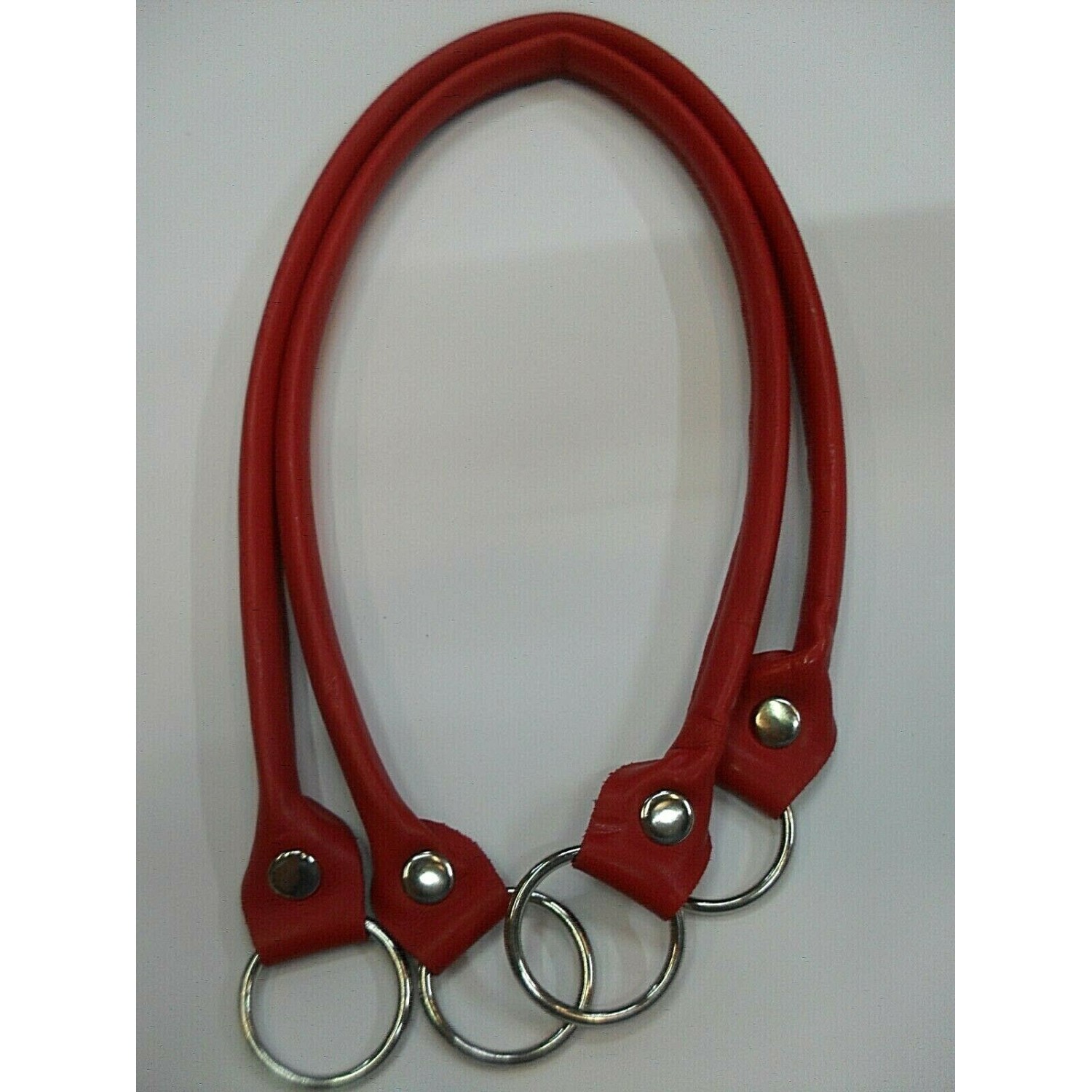 COPPIA MANICI TUBOLARI ECOPELLE CON ANELLI LUNGHEZZA 64 CM. X BORSA VARI COLORI