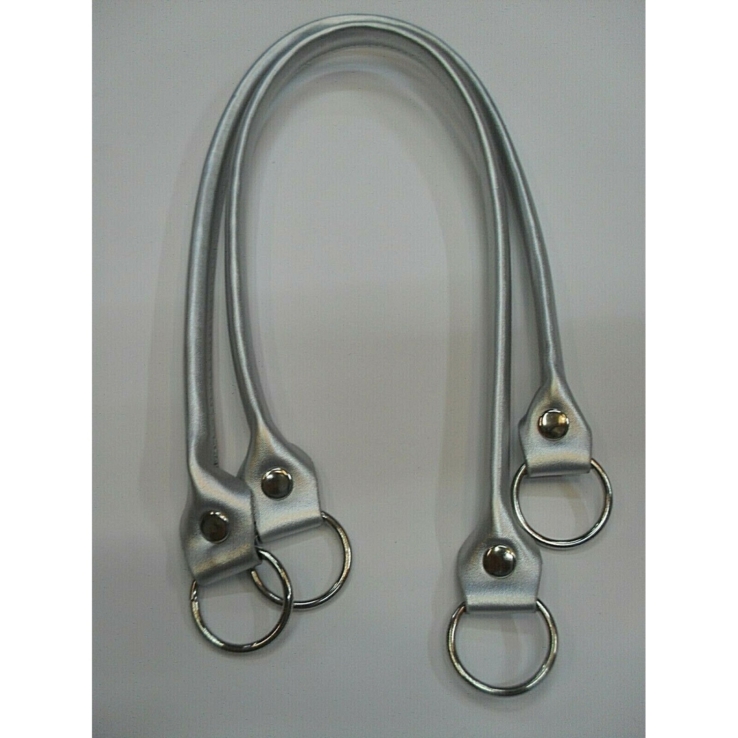 COPPIA MANICI TUBOLARI ECOPELLE CON ANELLI LUNGHEZZA 64 CM. X BORSA VARI COLORI