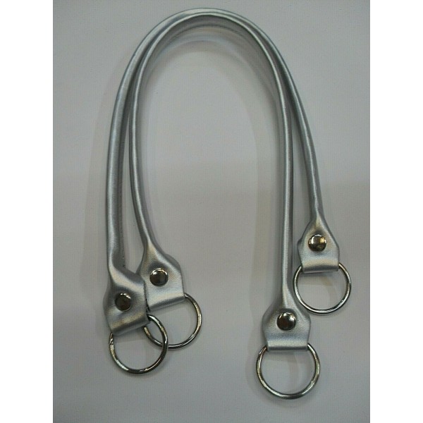 COPPIA MANICI TUBOLARI ECOPELLE CON ANELLI LUNGHEZZA 64 CM. X BORSA VARI COLORI