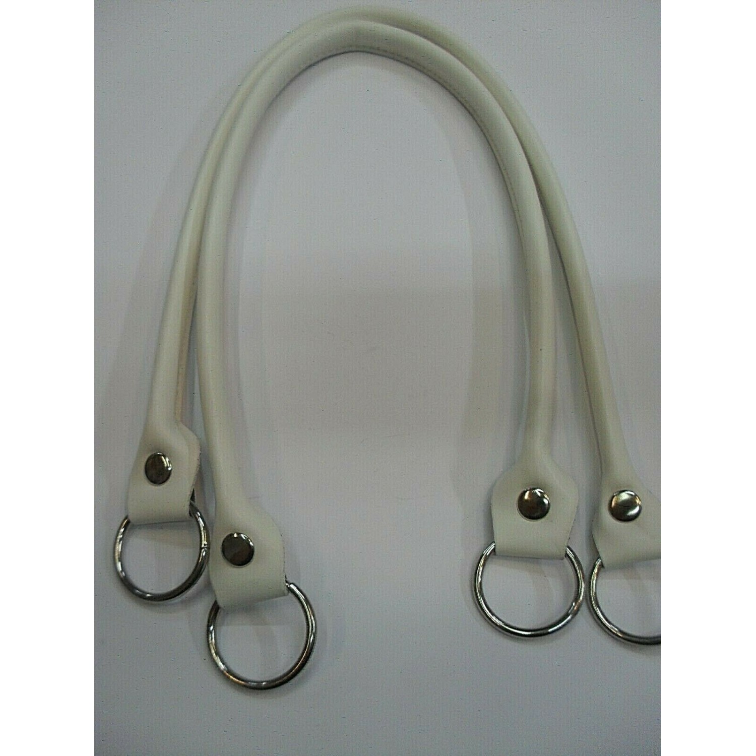 COPPIA MANICI TUBOLARI ECOPELLE CON ANELLI LUNGHEZZA 64 CM. X BORSA VARI COLORI