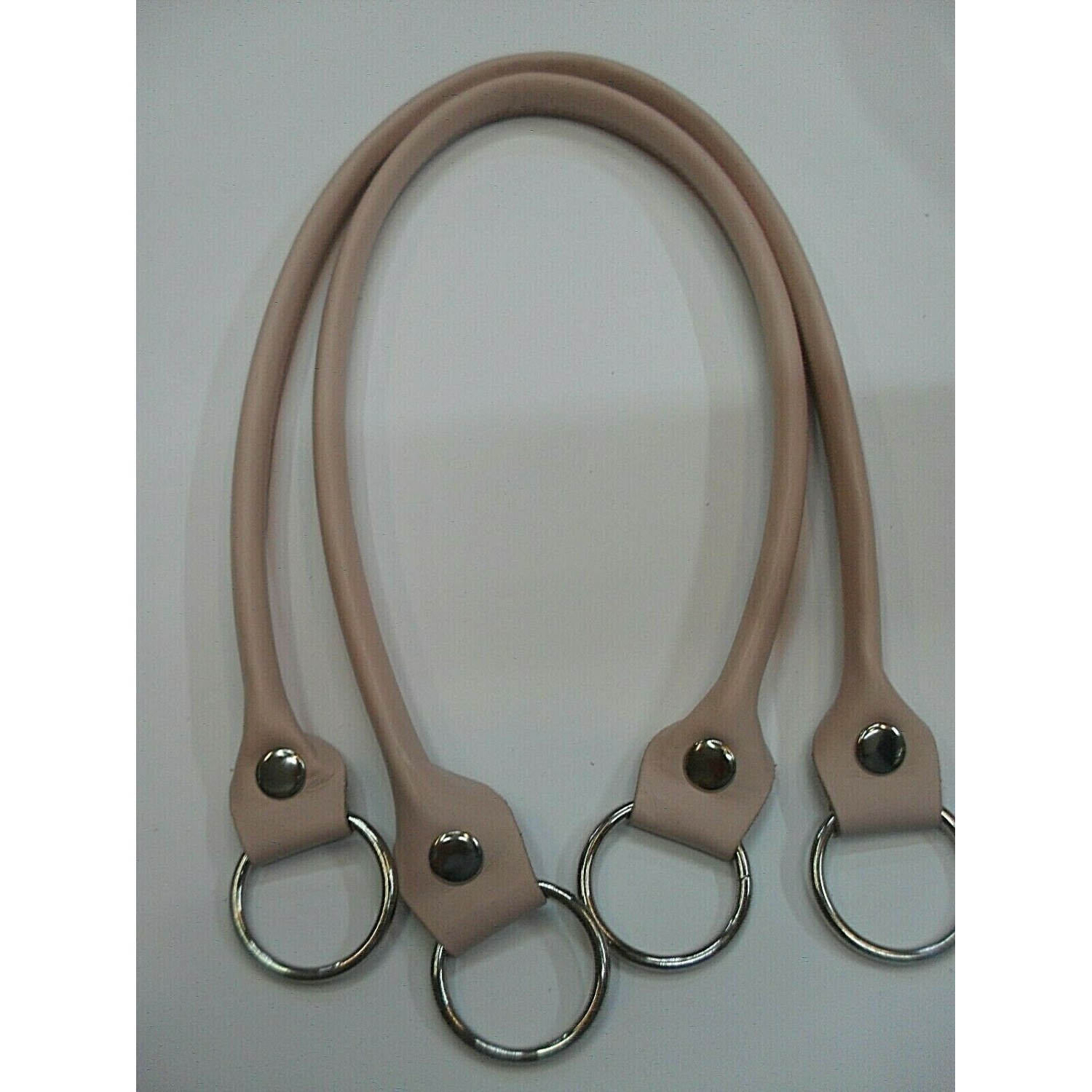 COPPIA MANICI TUBOLARI ECOPELLE CON ANELLI LUNGHEZZA 64 CM. X BORSA VARI COLORI