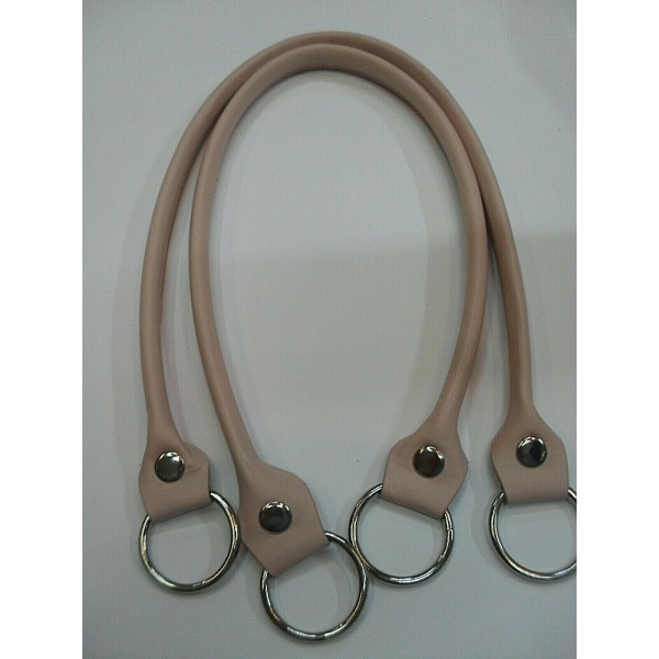 COPPIA MANICI TUBOLARI ECOPELLE CON ANELLI LUNGHEZZA 64 CM. X BORSA VARI COLORI