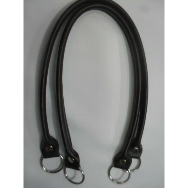 COPPIA MANICI TUBOLARI ECOPELLE CON ANELLI LUNGHEZZA 64 CM. X BORSA VARI COLORI