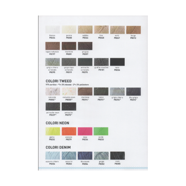 1 GOMITOLO LANA BRAVO SCHACHENMAYR smc 133 MT. CARTELLA COLORI N° 1 (57 colori)