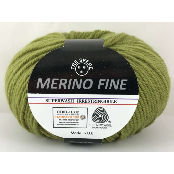 Gomitolo pura lana 100% merino fine Tre Sfere +- 125 mt. ferri o uncinetto 4/4,5