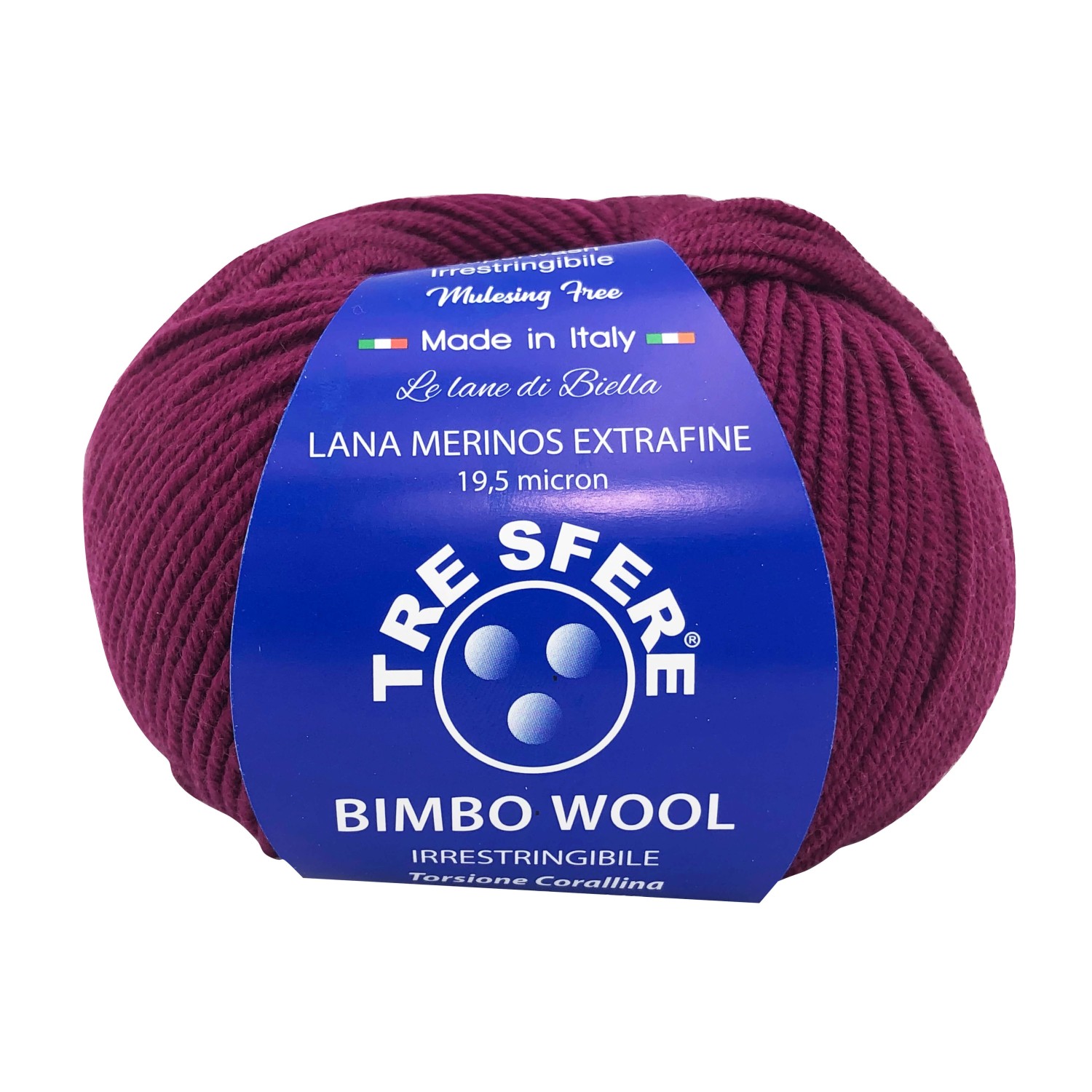 Gomitolo di pura lana merinos extrafine Bimbo Wool da 50 gr. +- 145 mt. della Tre Sfere