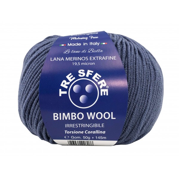 Gomitolo di pura lana merinos extrafine Bimbo Wool da 50 gr. +- 145 mt. della Tre Sfere
