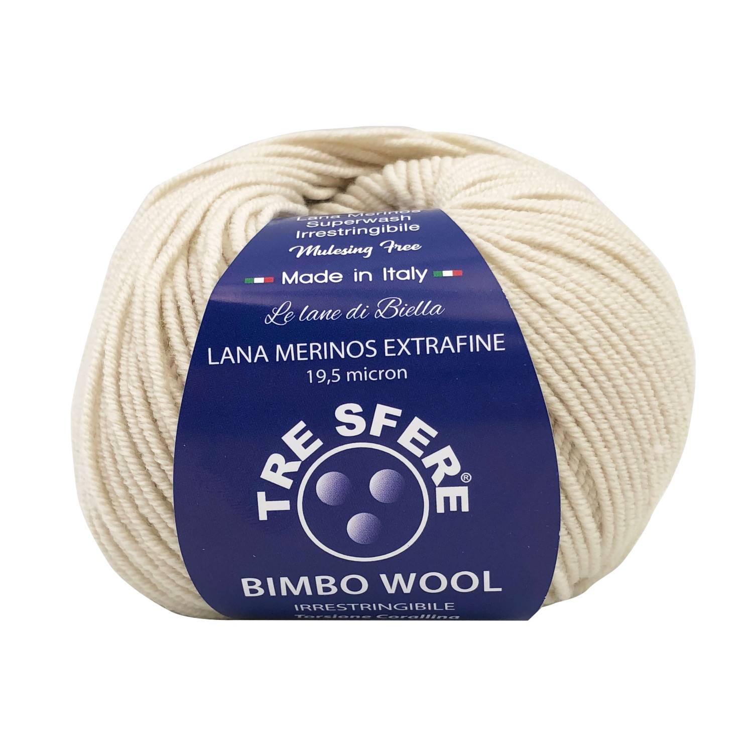 Gomitolo di pura lana merinos extrafine Bimbo Wool da 50 gr. +- 145 mt. della Tre Sfere