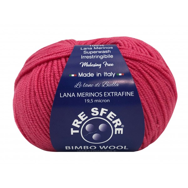 Gomitolo di pura lana merinos extrafine Bimbo Wool da 50 gr. +- 145 mt. della Tre Sfere