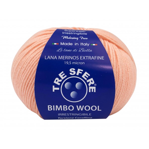 Gomitolo di pura lana merinos extrafine Bimbo Wool da 50 gr. +- 145 mt. della Tre Sfere