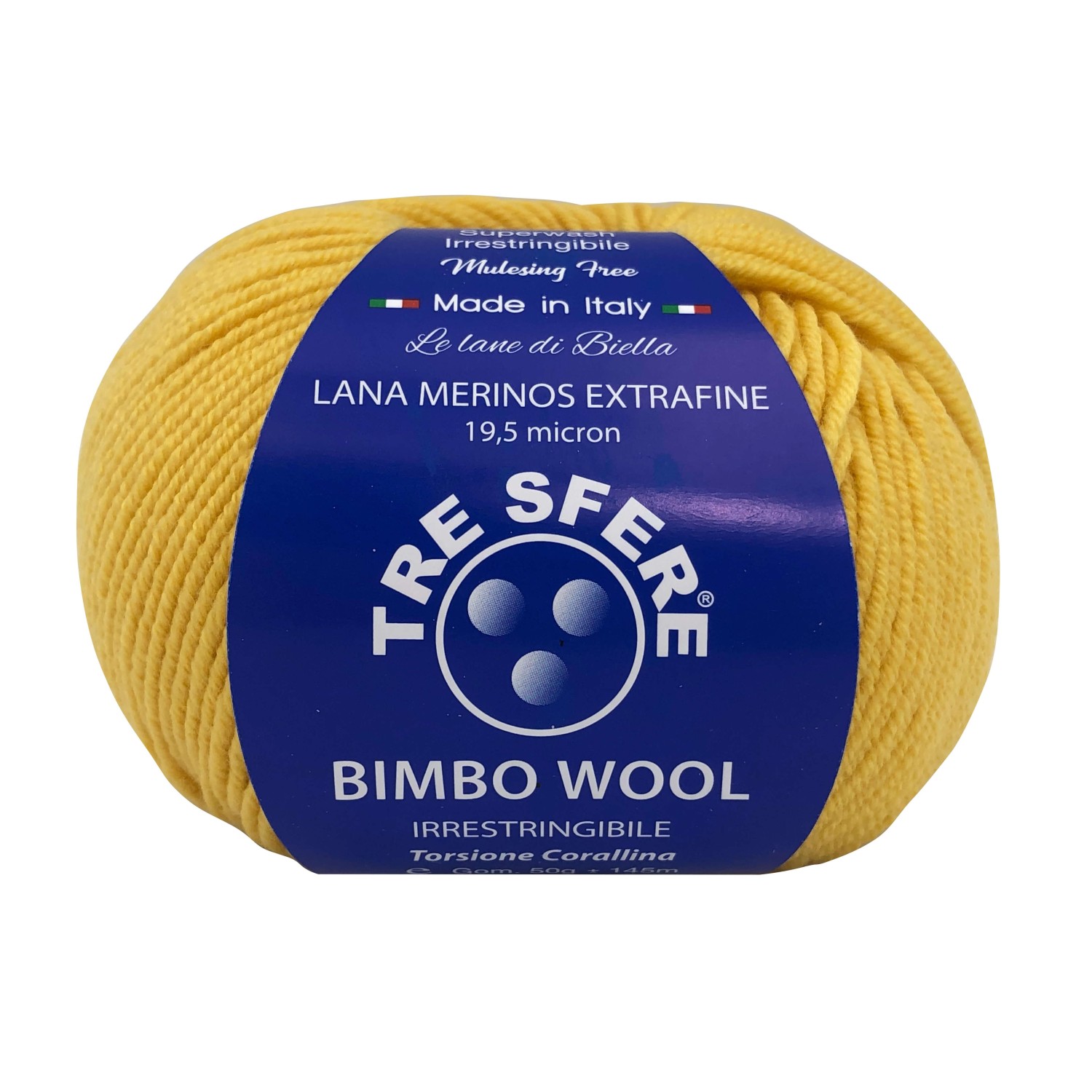 Gomitolo di pura lana merinos extrafine Bimbo Wool da 50 gr. +- 145 mt. della Tre Sfere