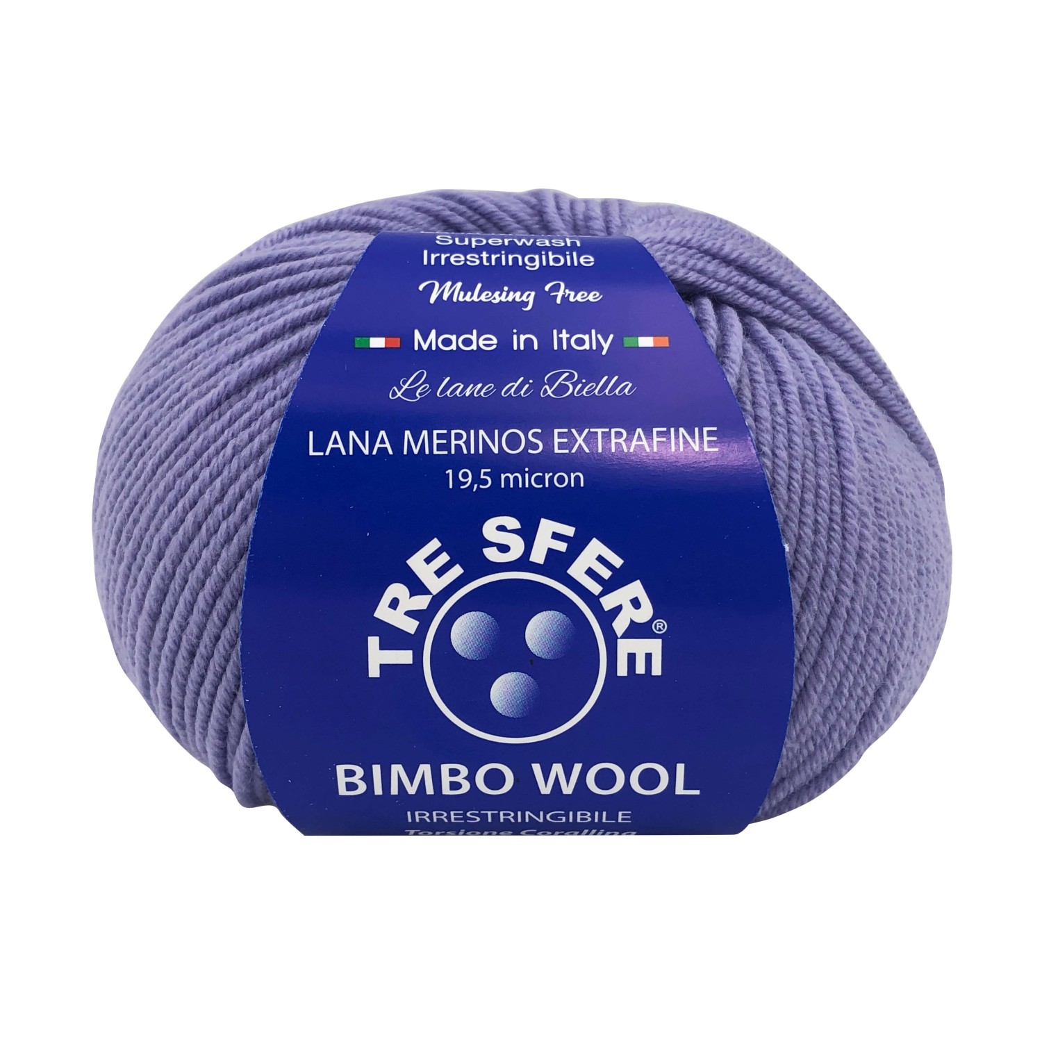 Gomitolo di pura lana merinos extrafine Bimbo Wool da 50 gr. +- 145 mt. della Tre Sfere