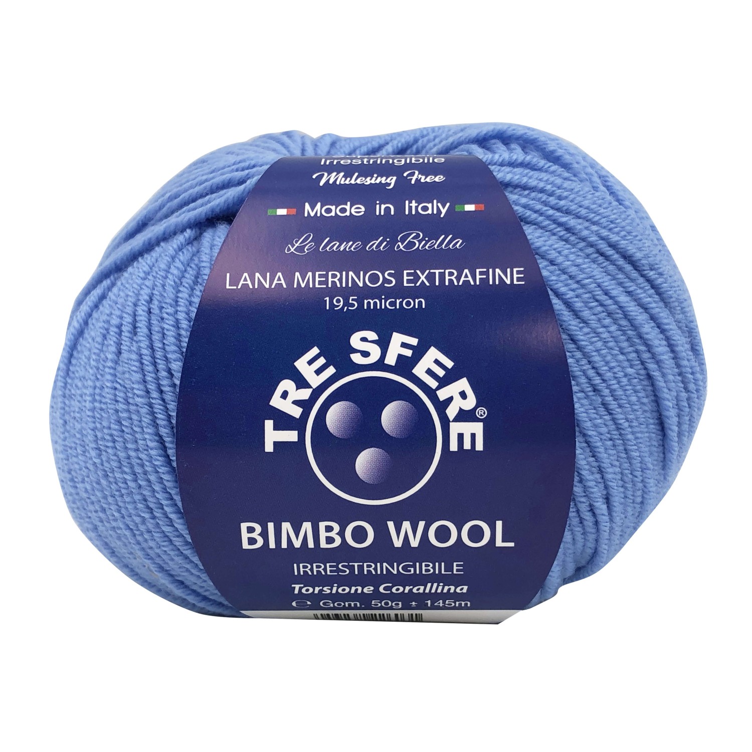Gomitolo di pura lana merinos extrafine Bimbo Wool da 50 gr. +- 145 mt. della Tre Sfere
