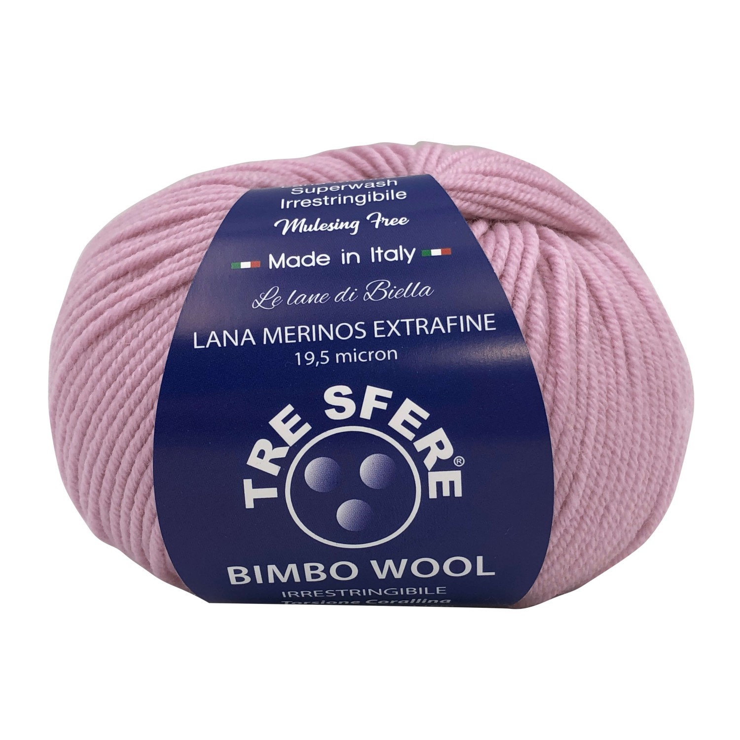 Gomitolo di pura lana merinos extrafine Bimbo Wool da 50 gr. +- 145 mt. della Tre Sfere
