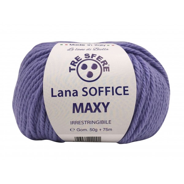Gomitolo Lana Soffice Maxy Tre Sfere 50% lana 50% dralon lunghezza +- 75 mt. ferri o unc.6/7