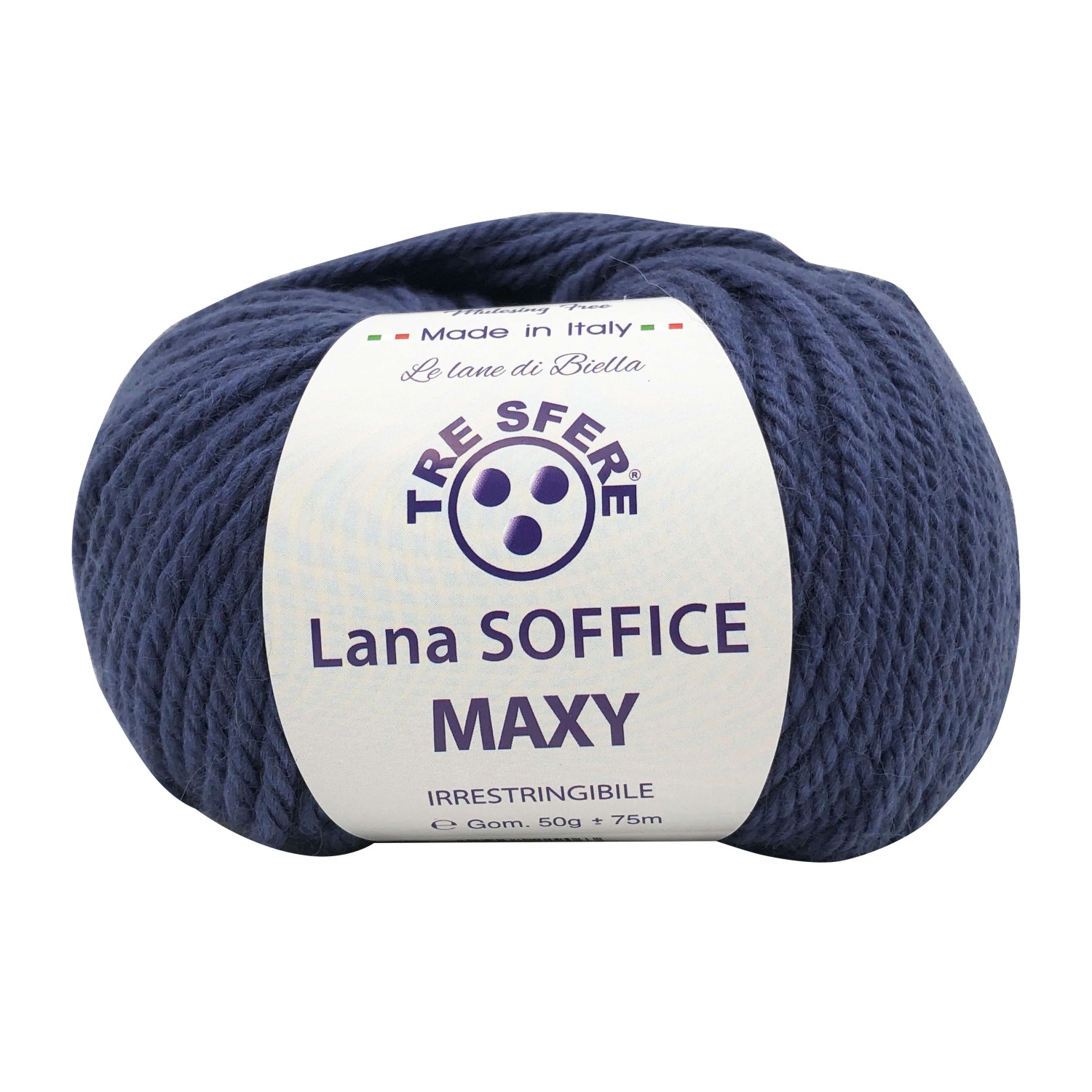 Gomitolo Lana Soffice Maxy Tre Sfere 50% lana 50% dralon lunghezza +- 75 mt. ferri o unc.6/7