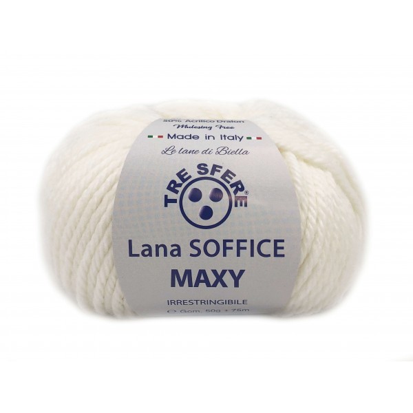 Gomitolo Lana Soffice Maxy Tre Sfere 50% lana 50% dralon lunghezza +- 75 mt. ferri o unc.6/7