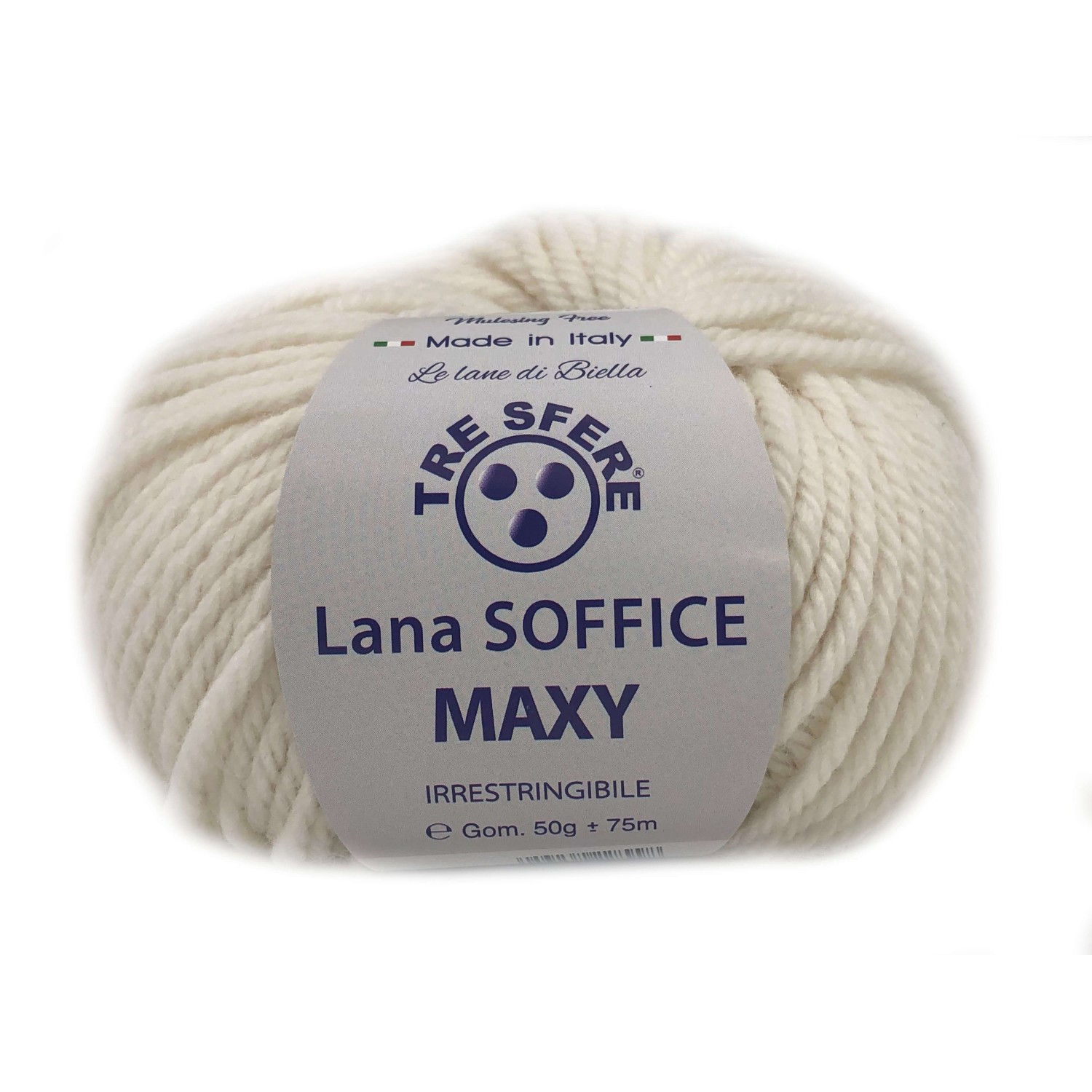 Gomitolo Lana Soffice Maxy Tre Sfere 50% lana 50% dralon lunghezza +- 75 mt. ferri o unc.6/7