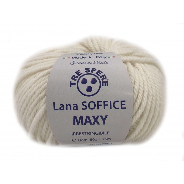 Gomitolo Lana Soffice Maxy Tre Sfere 50% lana 50% dralon lunghezza +- 75 mt. ferri o unc.6/7