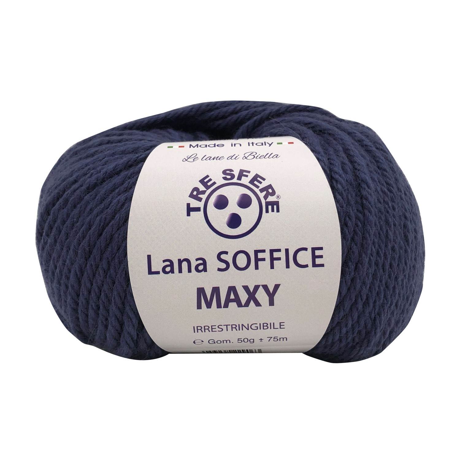 Gomitolo Lana Soffice Maxy Tre Sfere 50% lana 50% dralon lunghezza +- 75 mt. ferri o unc.6/7