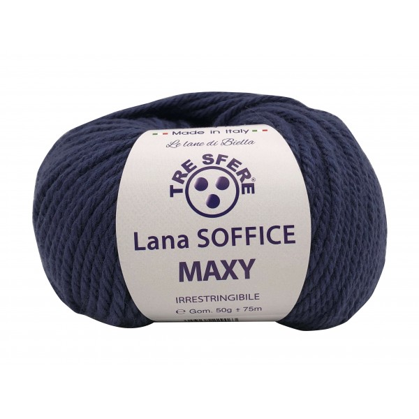 Gomitolo Lana Soffice Maxy Tre Sfere 50% lana 50% dralon lunghezza +- 75 mt. ferri o unc.6/7