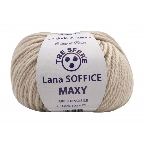 Gomitolo Lana Soffice Maxy Tre Sfere 50% lana 50% dralon lunghezza +- 75 mt. ferri o unc.6/7