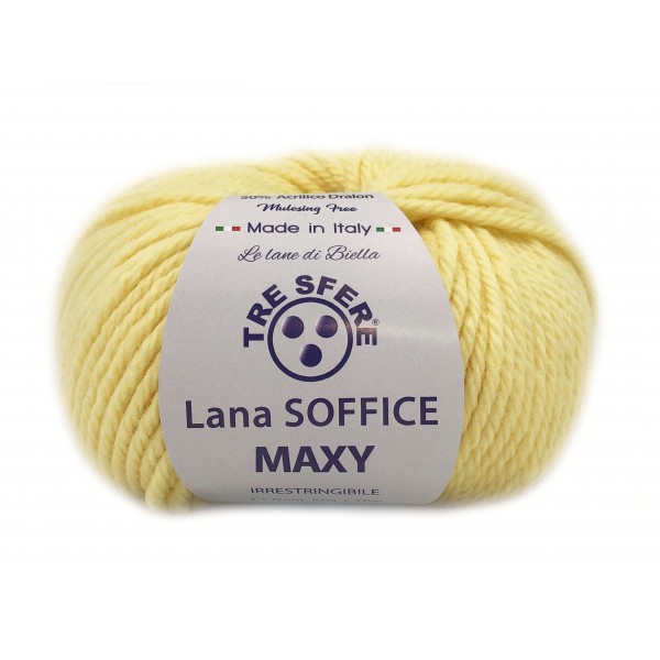 Gomitolo Lana Soffice Maxy Tre Sfere 50% lana 50% dralon lunghezza +- 75 mt. ferri o unc.6/7