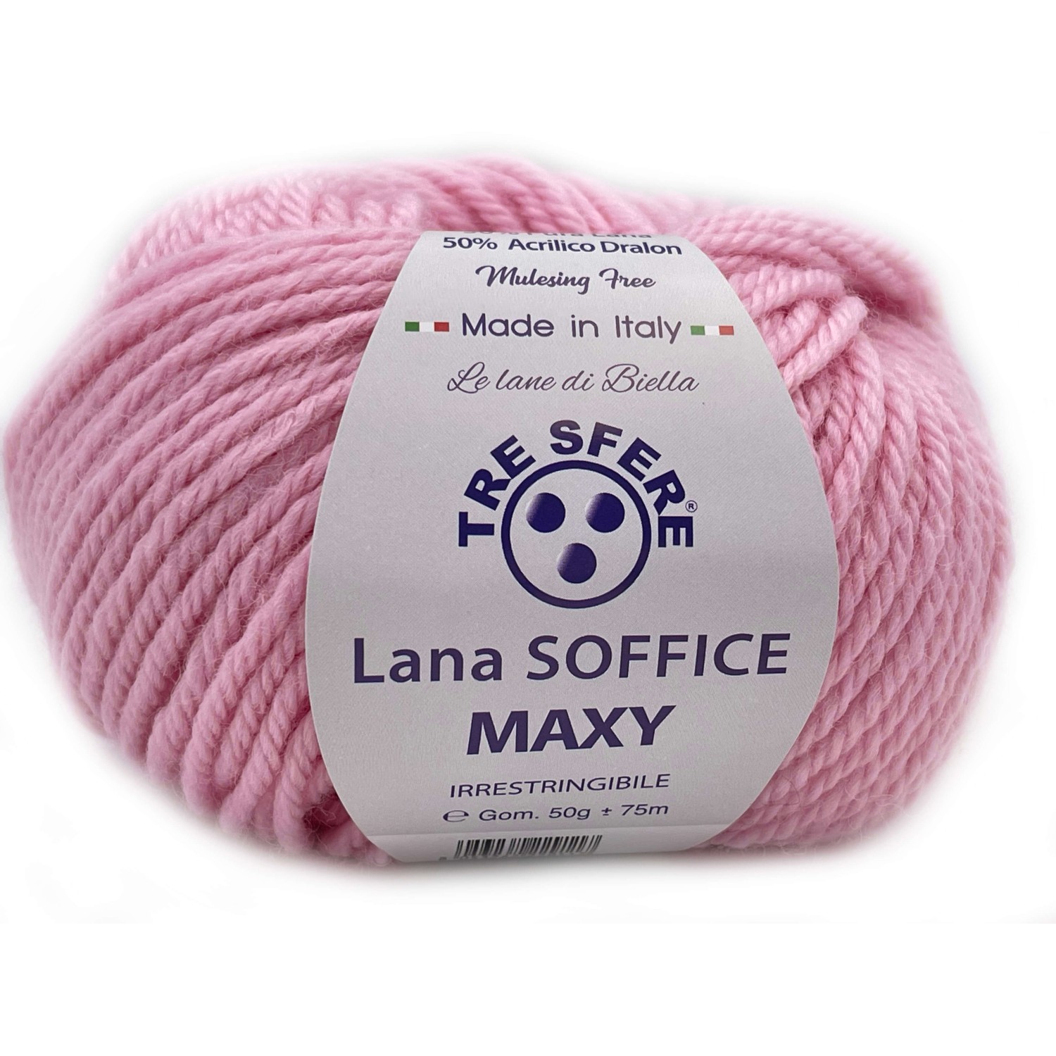 Gomitolo Lana Soffice Maxy Tre Sfere 50% lana 50% dralon lunghezza +- 75 mt. ferri o unc.6/7