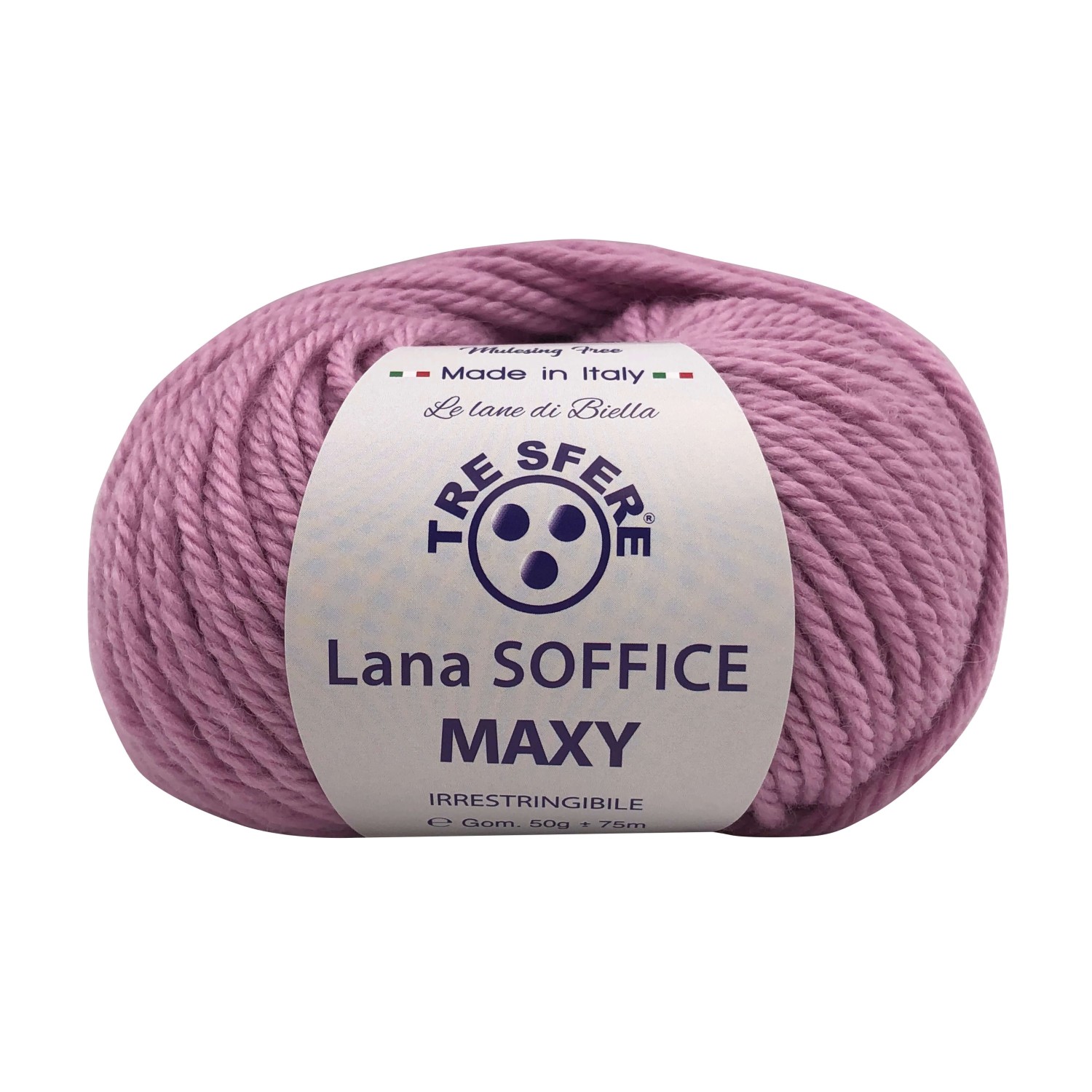 Gomitolo Lana Soffice Maxy Tre Sfere 50% lana 50% dralon lunghezza +- 75 mt. ferri o unc.6/7