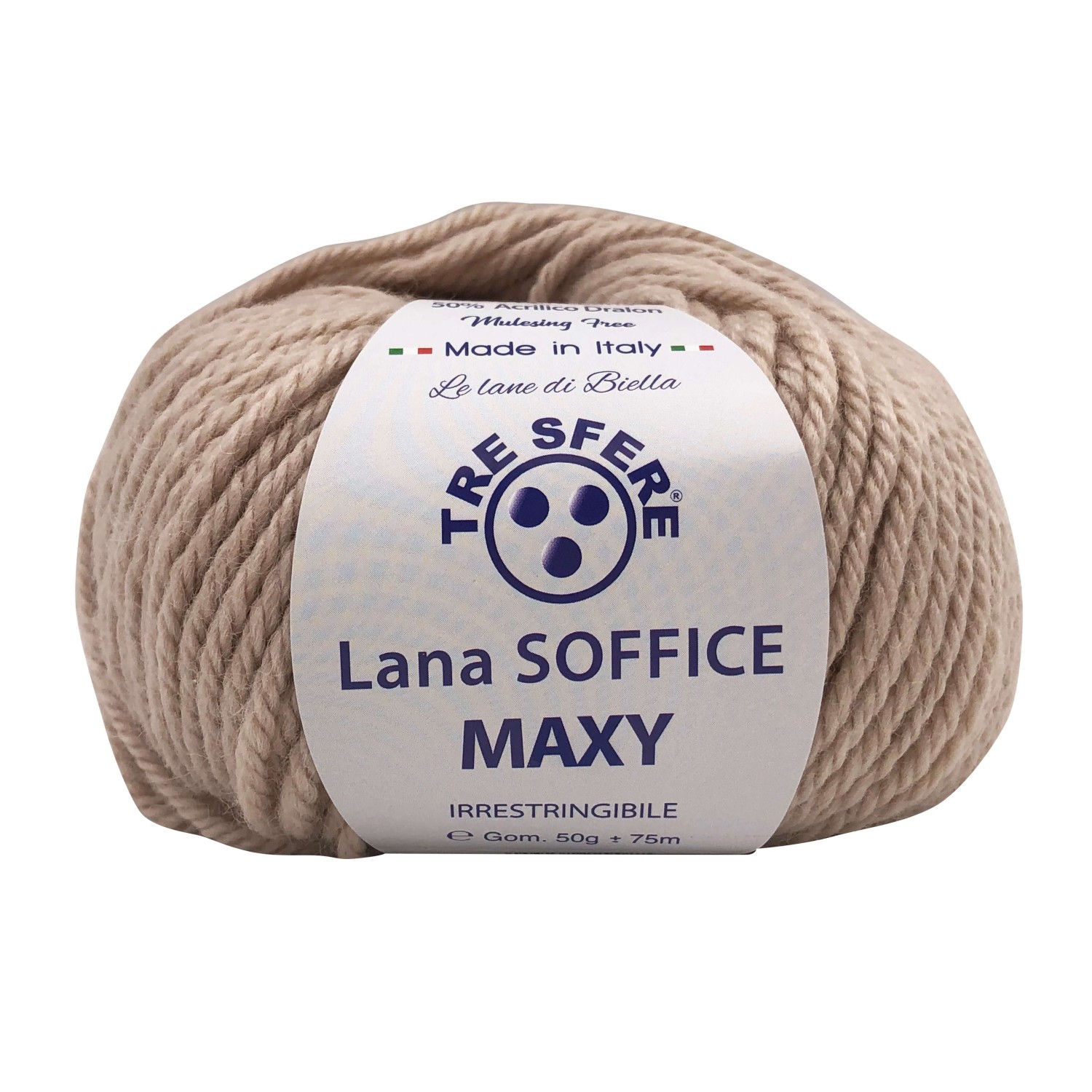Gomitolo Lana Soffice Maxy Tre Sfere 50% lana 50% dralon lunghezza +- 75 mt. ferri o unc.6/7