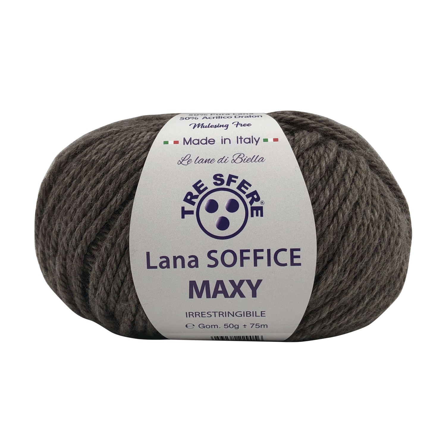 Gomitolo Lana Soffice Maxy Tre Sfere 50% lana 50% dralon lunghezza +- 75 mt. ferri o unc.6/7